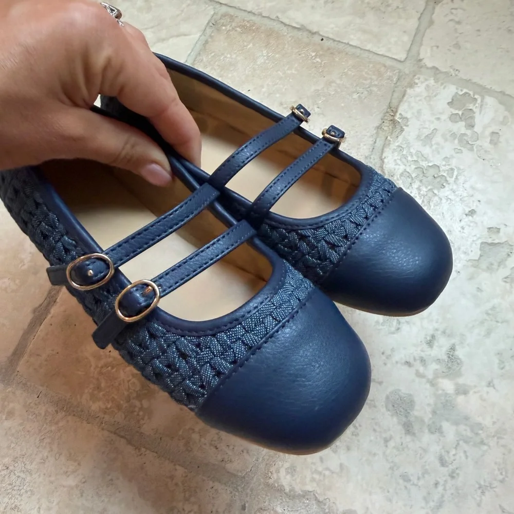 Janie and Jack Girls Navy Double-Strap Mary Jane Dress Shoes